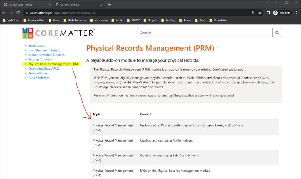physical record management module